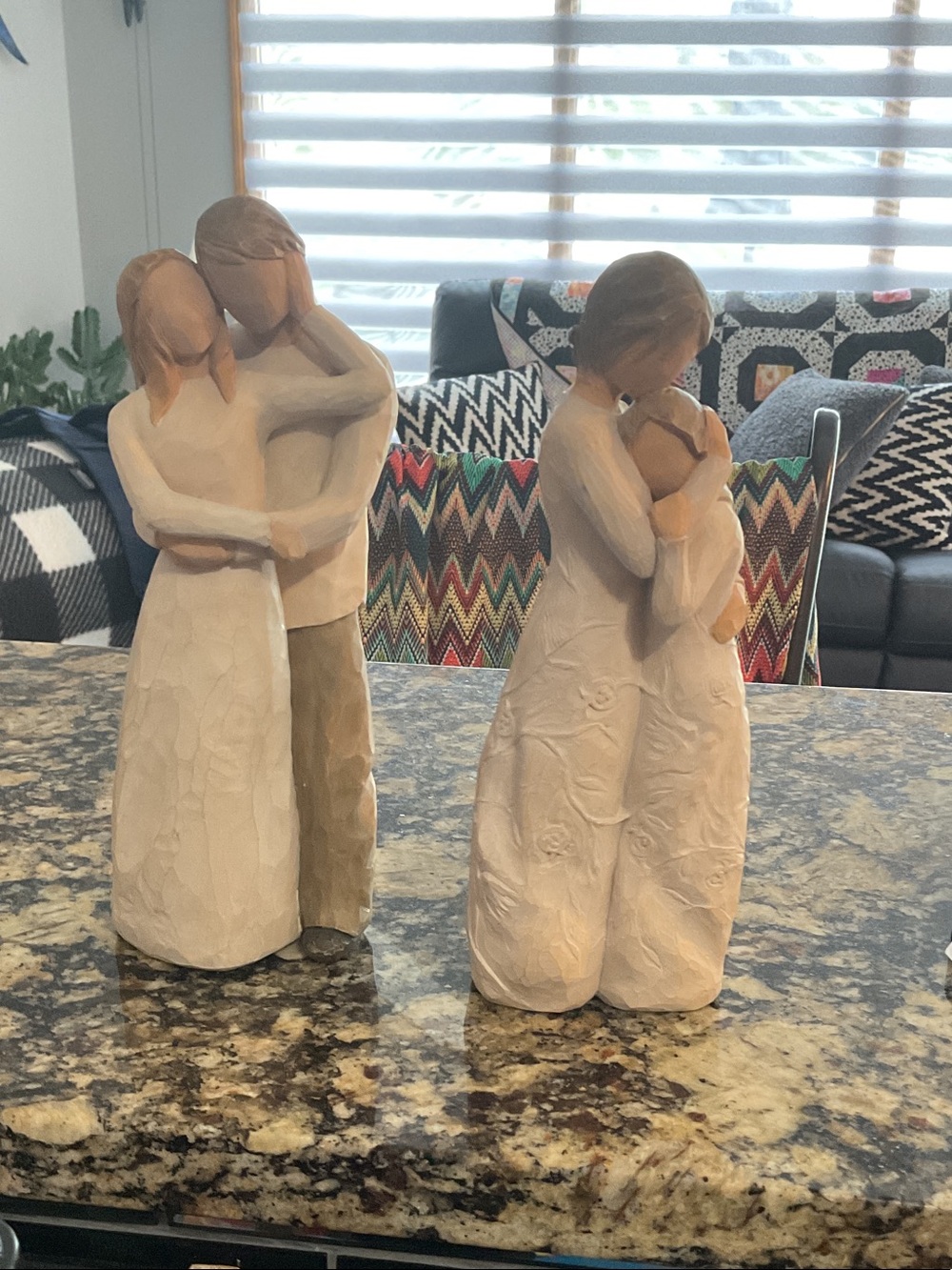 Willow Tree Neutral Toned Embrace Couple and Mother & Child Sculptures